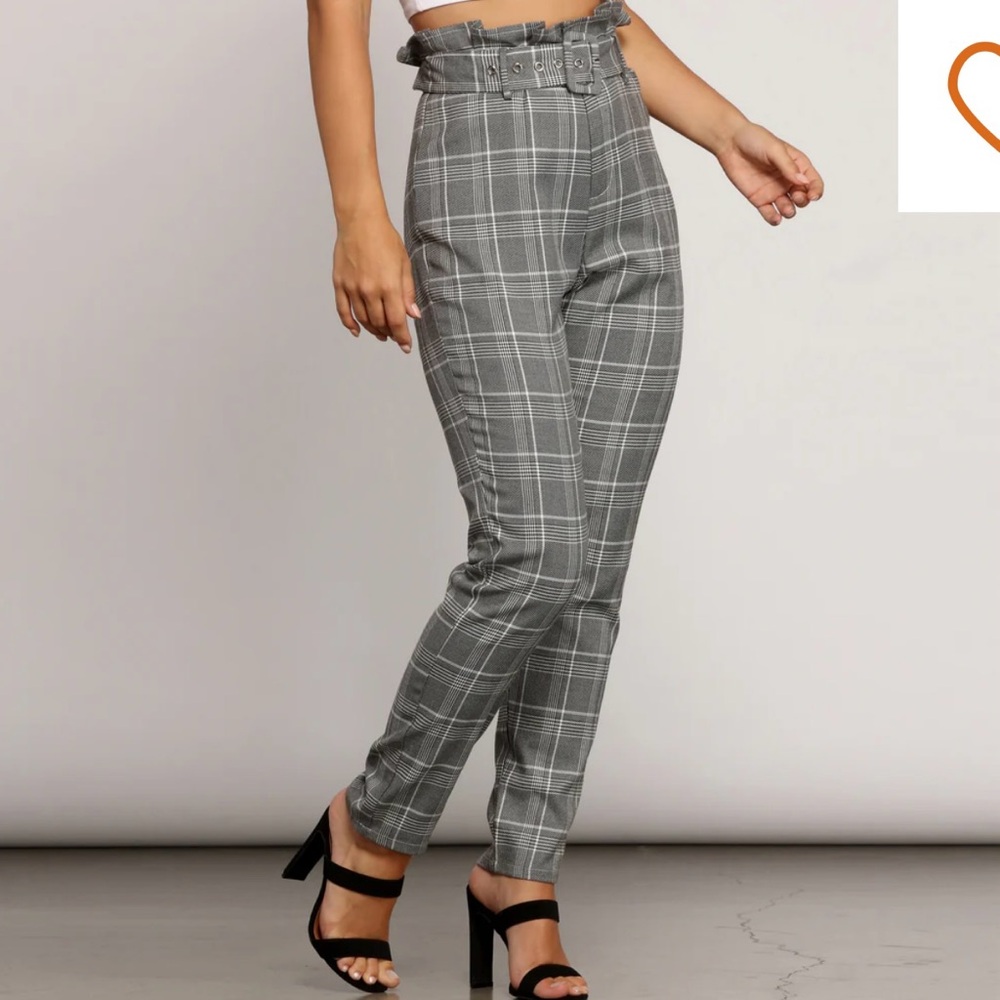Windsor Paper Bag Plaid Tapered Pants